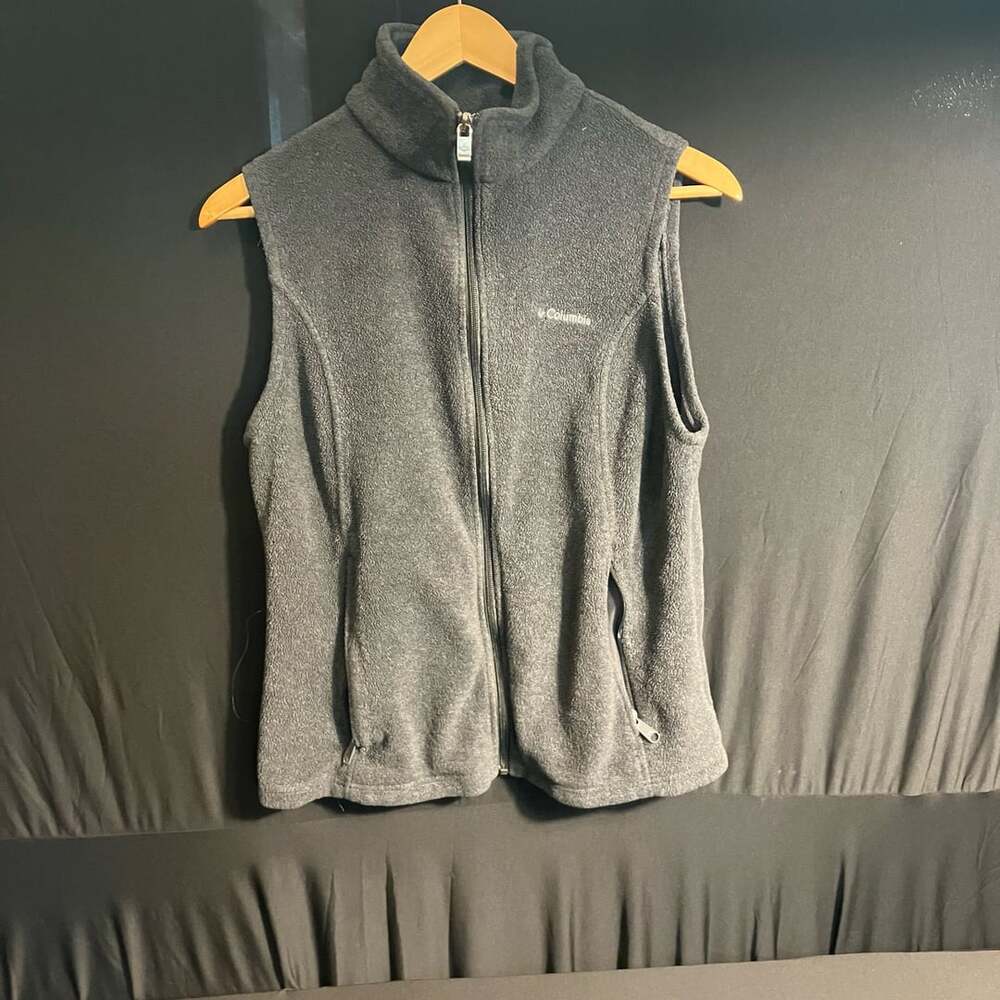 Columbia Benton Springs Fleece Vest Womens Large Gray Full Zip Pocket Outdoor